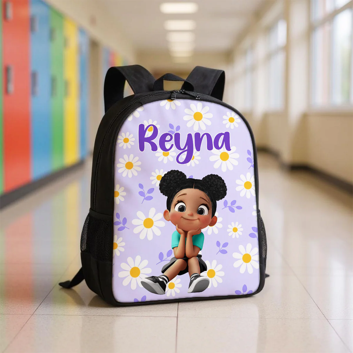 Floral Pink Pattern Personalized Backpack, Custom Back to School Kids Backpack, Kindergarten Elementary School Bookbag for Girl - Image 10