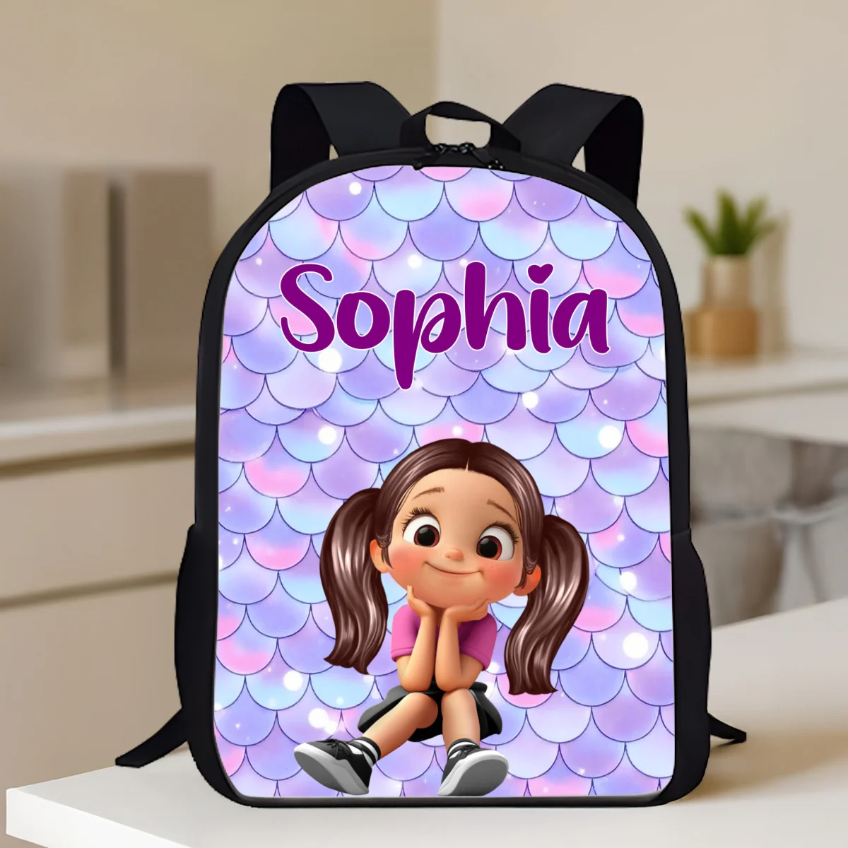 Floral Pink Pattern Personalized Backpack, Custom Back to School Kids Backpack, Kindergarten Elementary School Bookbag for Girl - Image 12