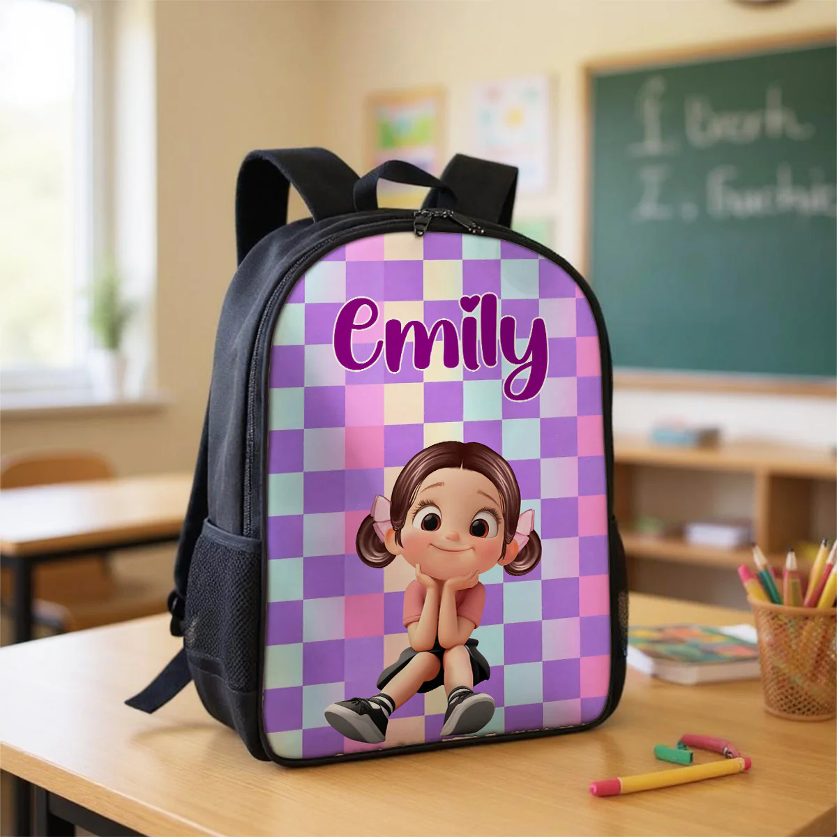 Floral Pink Pattern Personalized Backpack, Custom Back to School Kids Backpack, Kindergarten Elementary School Bookbag for Girl - Image 5