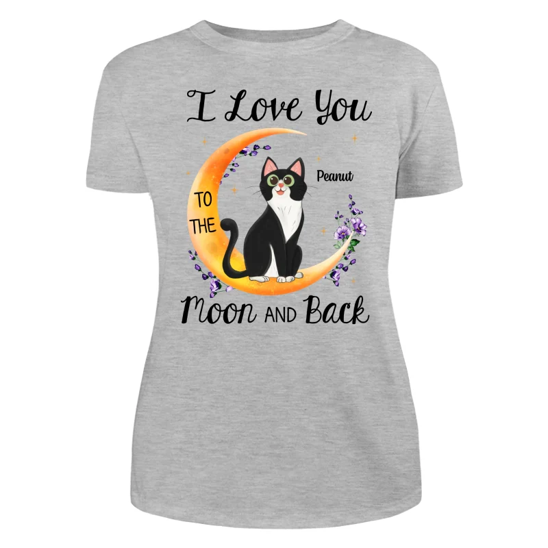 Floral Sitting Cat Cartoon And Moon Personalized Shirt - Image 10