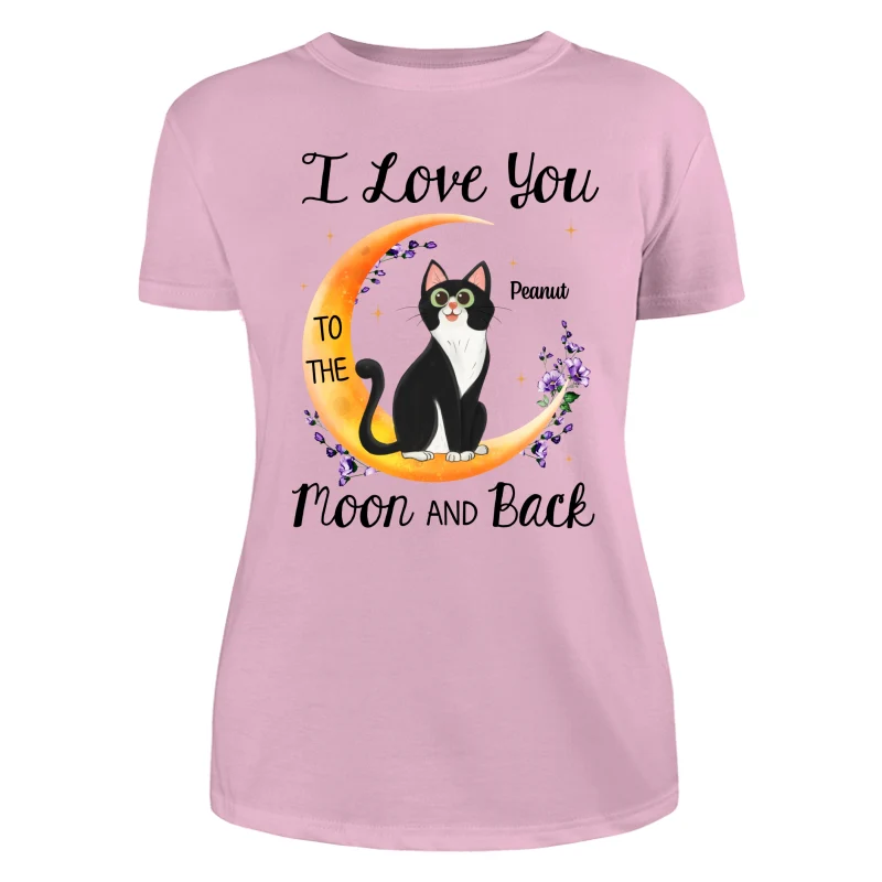 Floral Sitting Cat Cartoon And Moon Personalized Shirt - Image 11