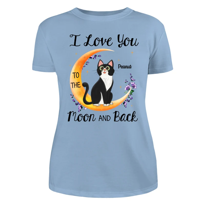 Floral Sitting Cat Cartoon And Moon Personalized Shirt - Image 12