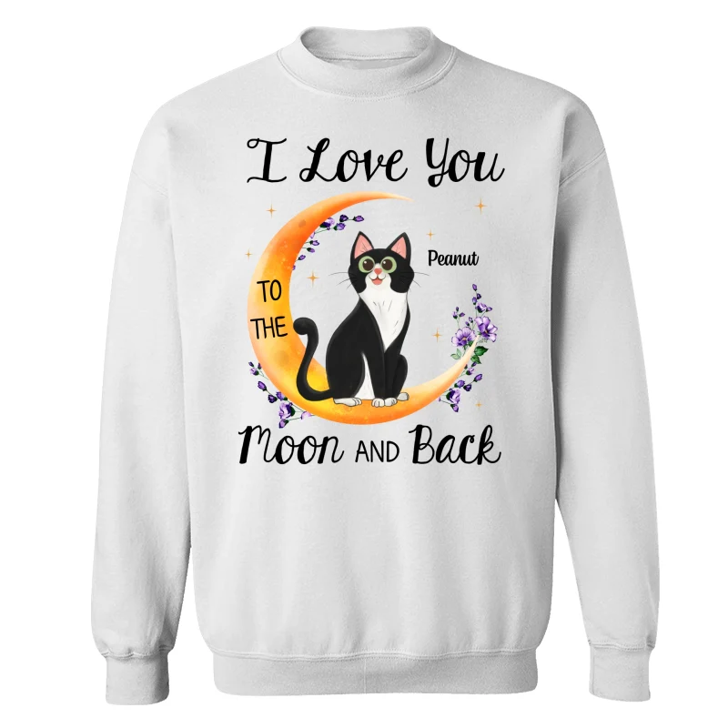Floral Sitting Cat Cartoon And Moon Personalized Shirt - Image 17