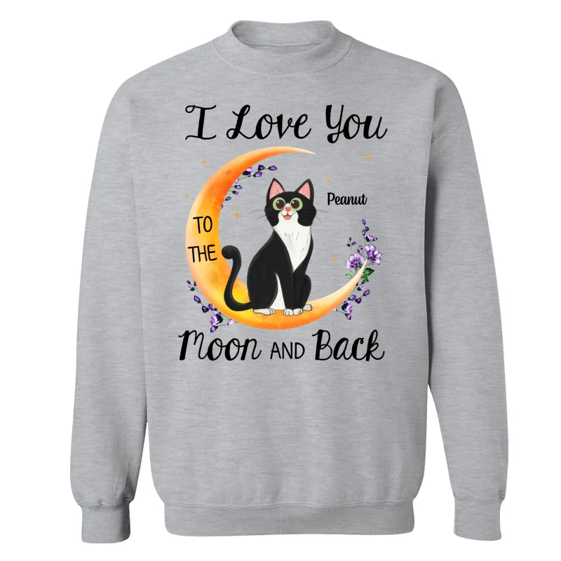 Floral Sitting Cat Cartoon And Moon Personalized Shirt - Image 18