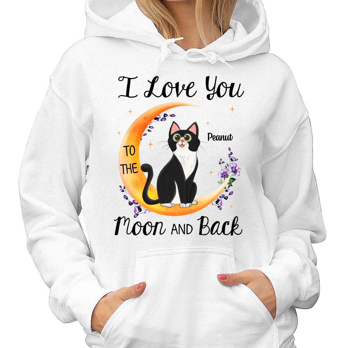 Floral Sitting Cat Cartoon And Moon Personalized Shirt - Image 4