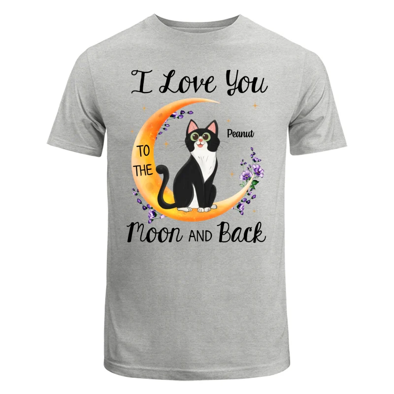Floral Sitting Cat Cartoon And Moon Personalized Shirt - Image 6