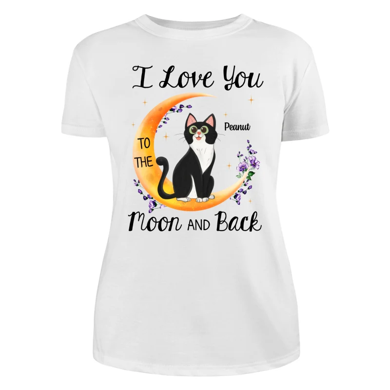 Floral Sitting Cat Cartoon And Moon Personalized Shirt - Image 9