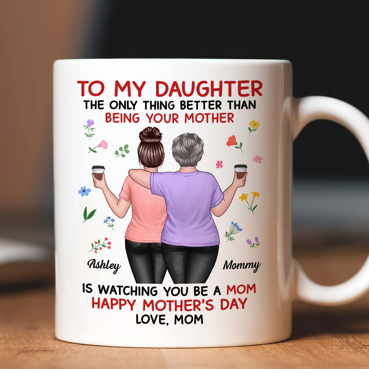 Floral To My Daughter From Mom Happy Mother's Day Personalized Mug, Gift For Daughter - Image 7