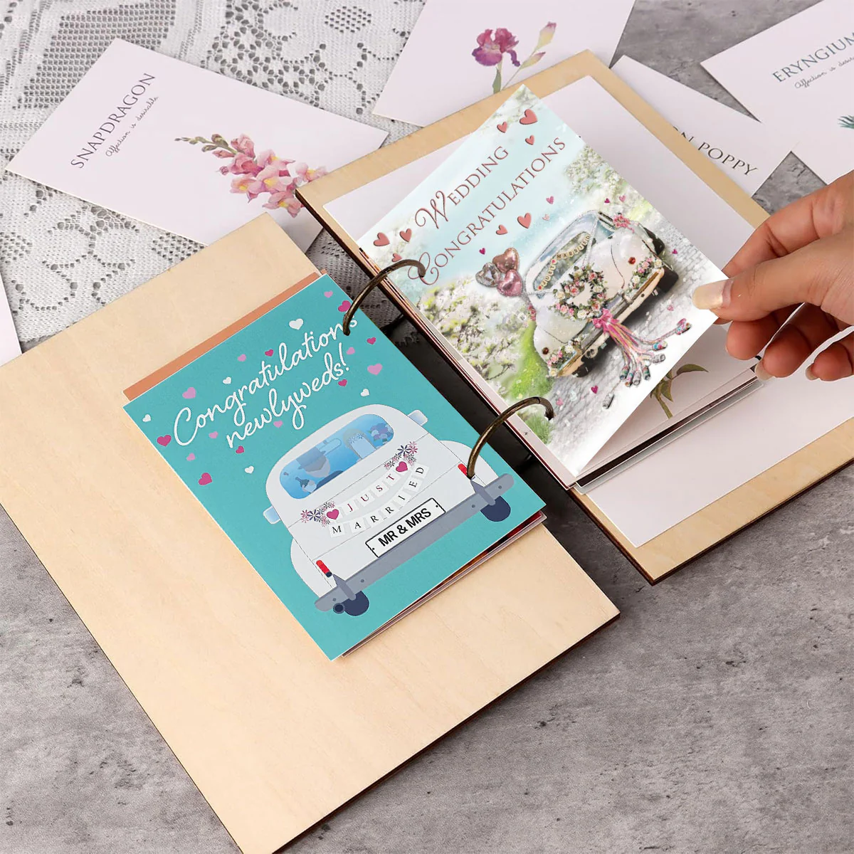 Floral Wedding Couple Personalized Card Keeper, Wedding Shower Card Holder - Image 4