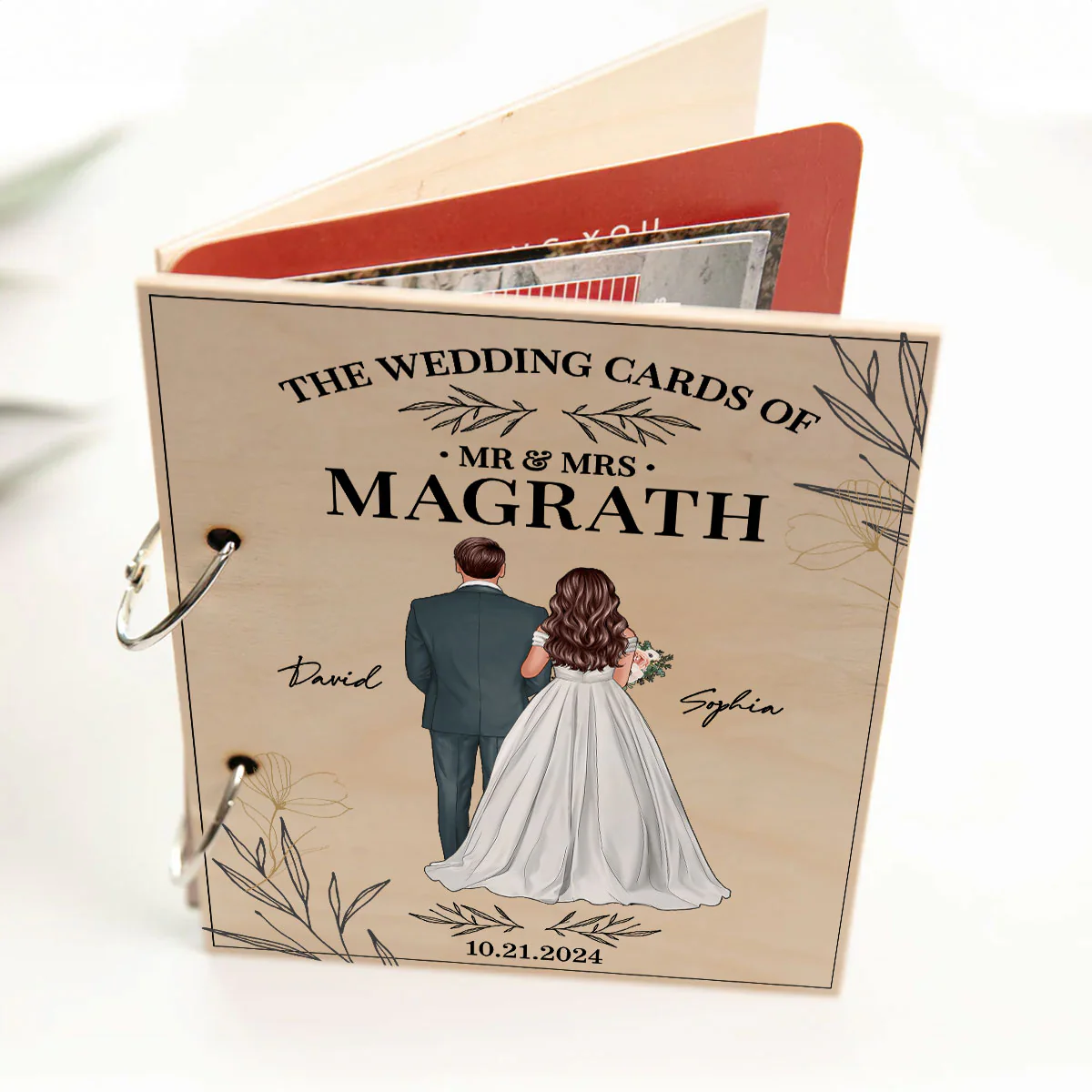Floral Wedding Couple Personalized Card Keeper, Wedding Shower Card Holder - Image 6