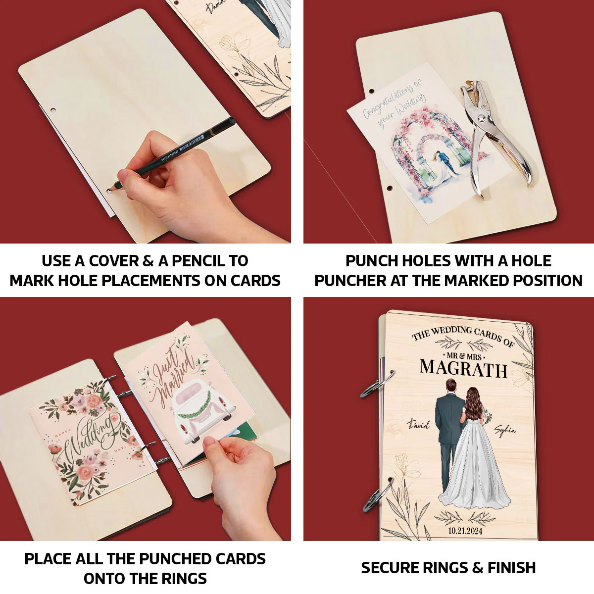 Floral Wedding Couple Personalized Card Keeper, Wedding Shower Card Holder - Image 7