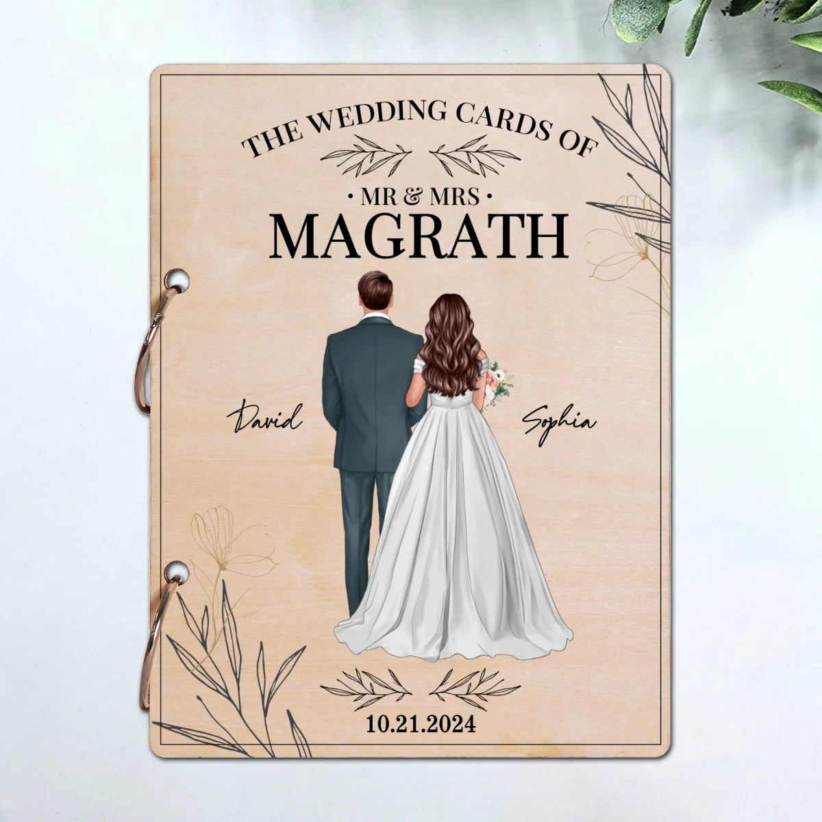 Floral Wedding Couple Personalized Card Keeper, Wedding Shower Card Holder - Image 9
