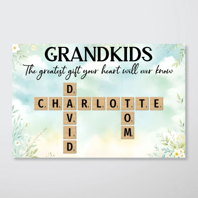 Floral Wooden Texture Grandkids Greatest Gift Crossword Puzzle Personalized Poster, Gift For Grandma - Image 10