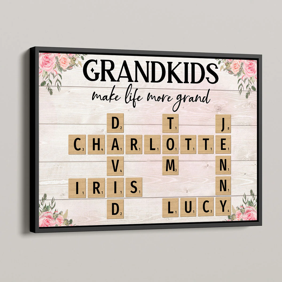 Floral Wooden Texture Grandkids Greatest Gift Crossword Puzzle Personalized Poster, Gift For Grandma - Image 3