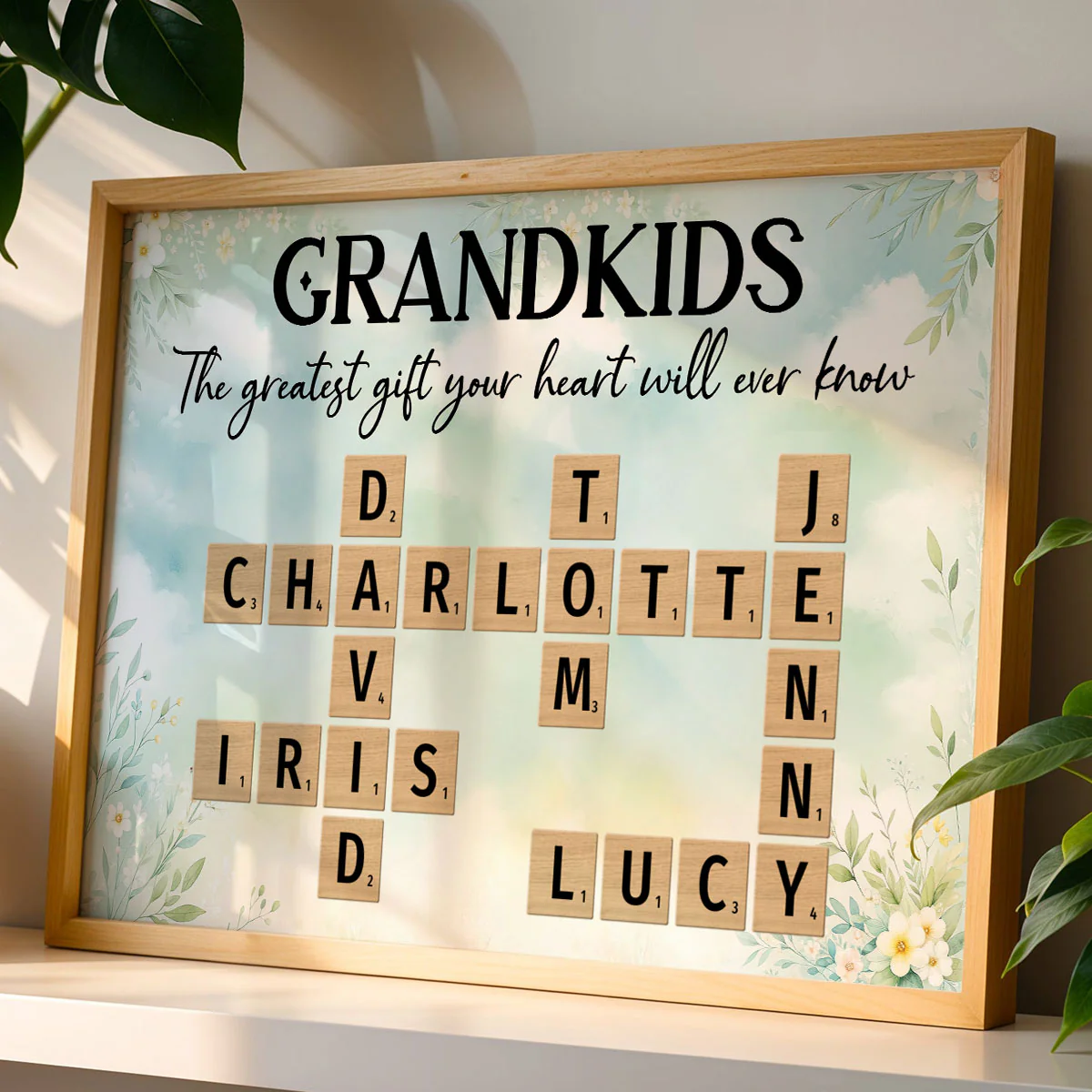 Floral Wooden Texture Grandkids Greatest Gift Crossword Puzzle Personalized Poster, Gift For Grandma - Image 5