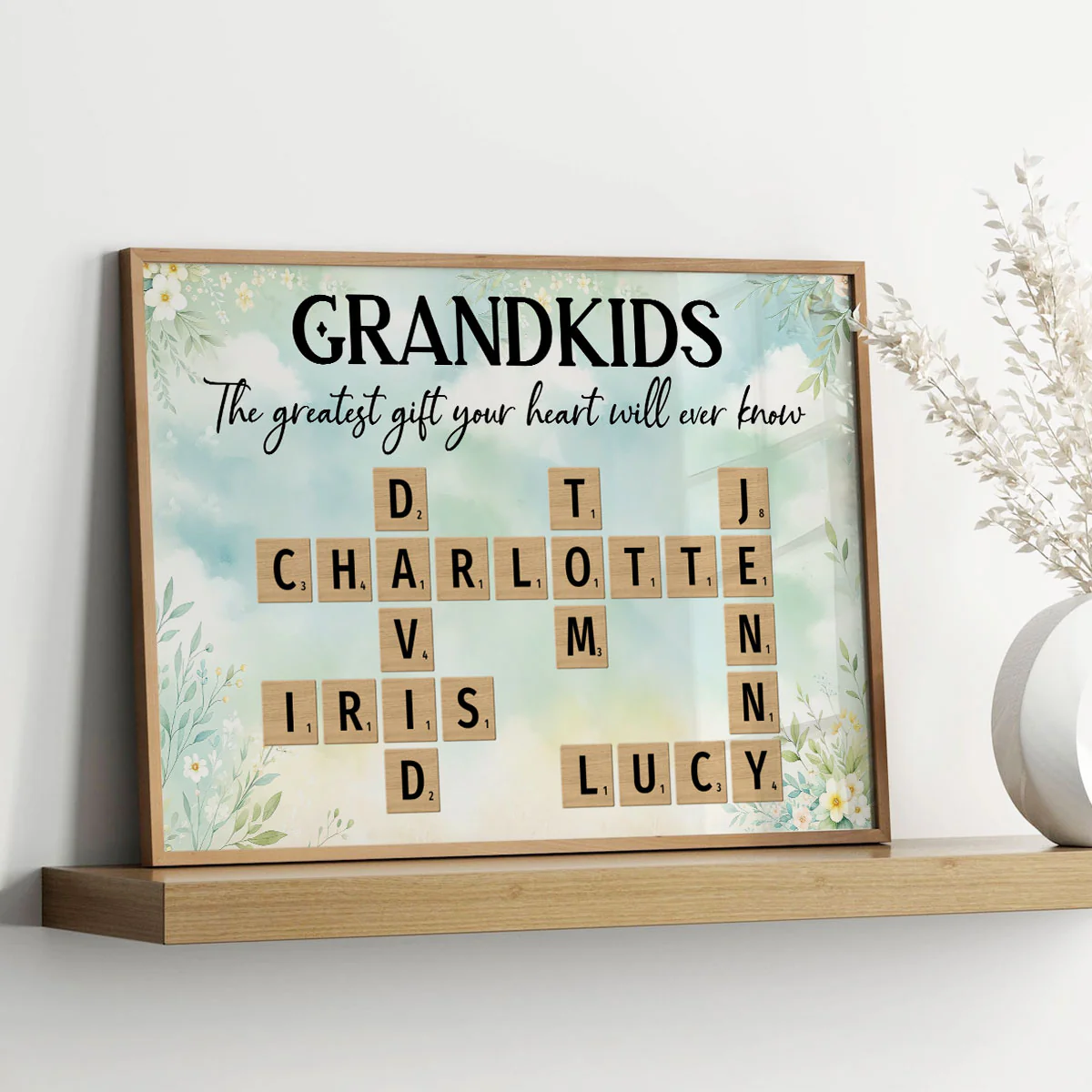 Floral Wooden Texture Grandkids Greatest Gift Crossword Puzzle Personalized Poster, Gift For Grandma - Image 6