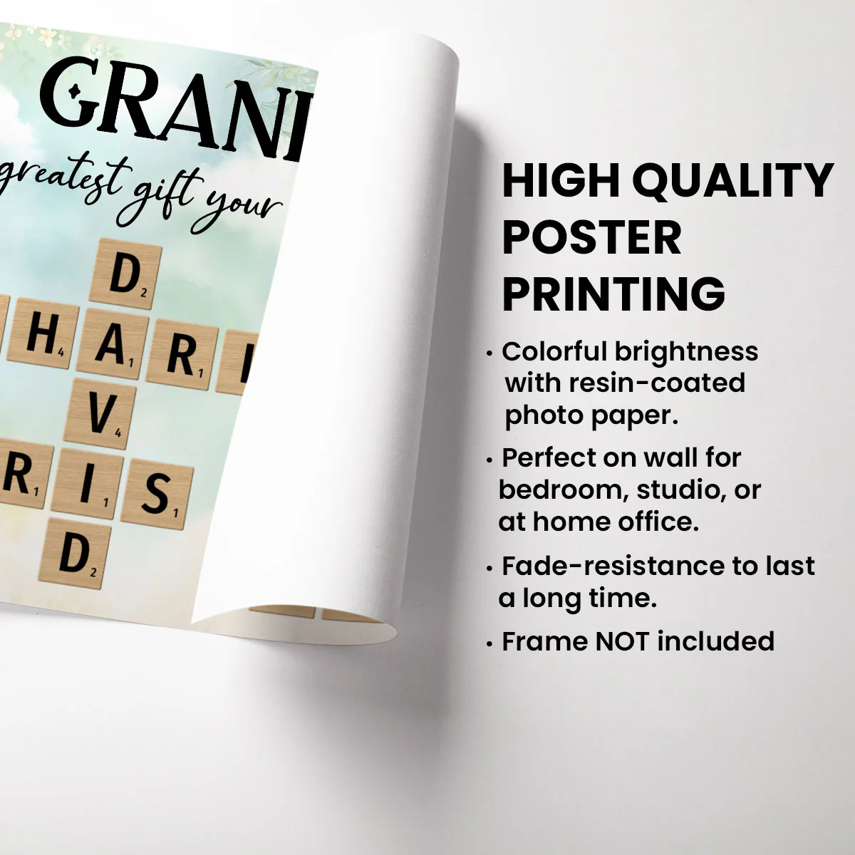 Floral Wooden Texture Grandkids Greatest Gift Crossword Puzzle Personalized Poster, Gift For Grandma - Image 7