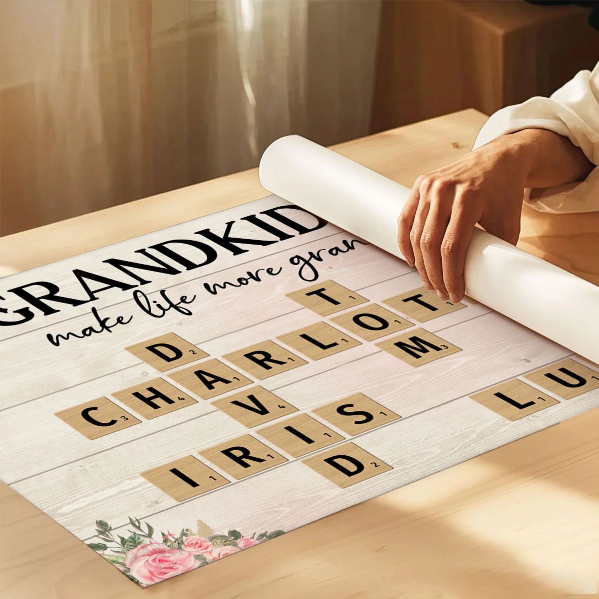 Floral Wooden Texture Grandkids Greatest Gift Crossword Puzzle Personalized Poster, Gift For Grandma - Image 8