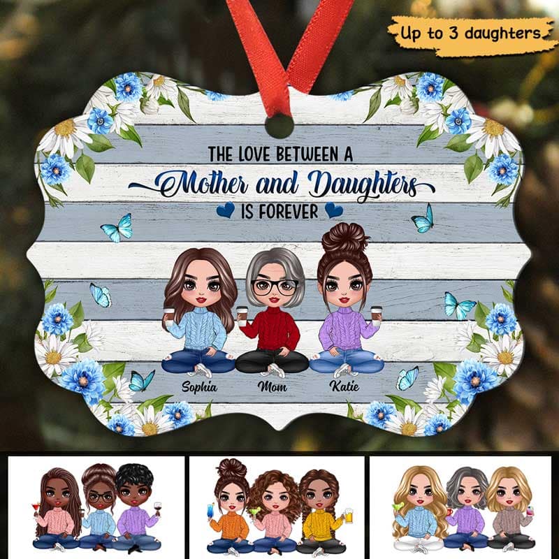 Flower Doll Mother And Daughters Personalized Christmas Ornament - Image 2