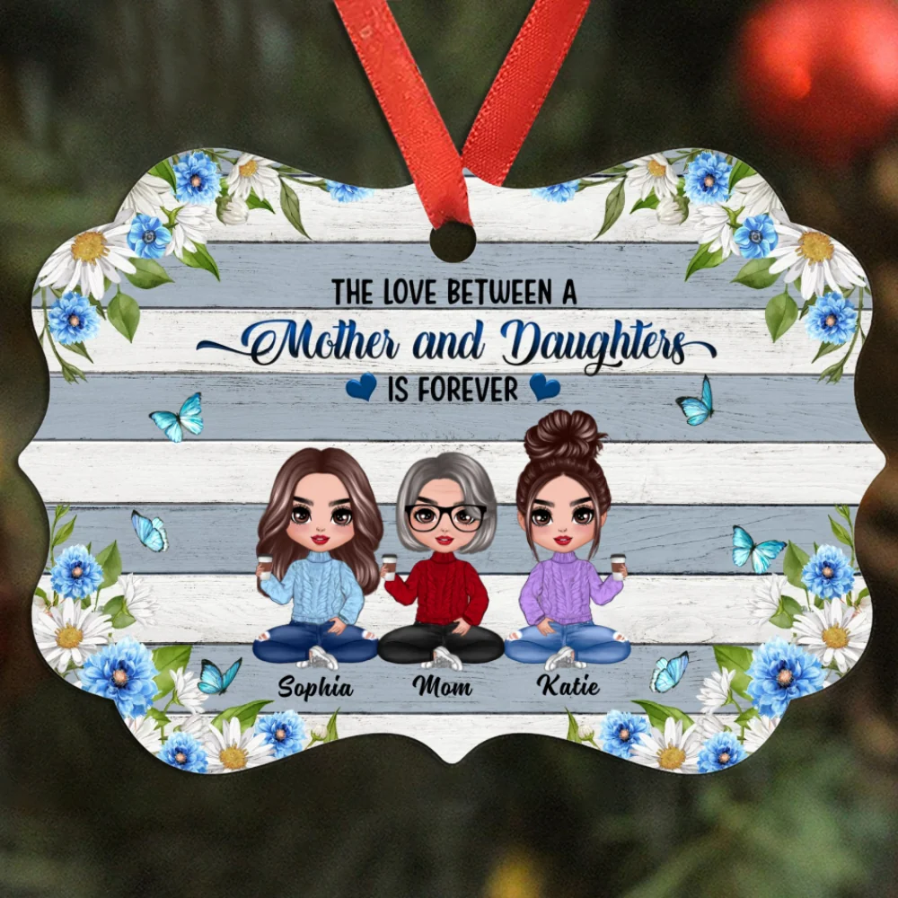 Flower Doll Mother And Daughters Personalized Christmas Ornament - Image 4
