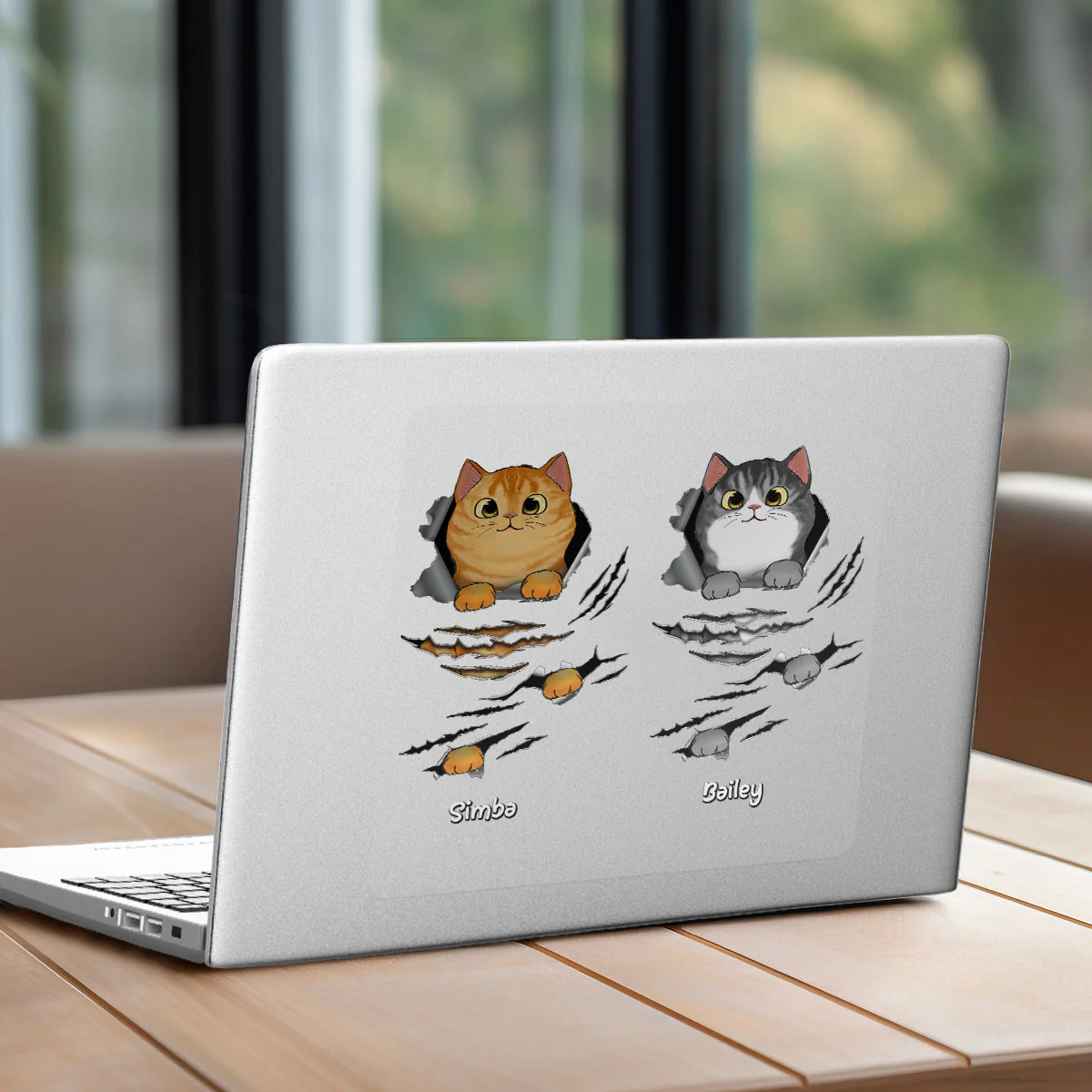 Fluffy Cat Scratch Cat Lover Decor Personalized Decal - Image 6