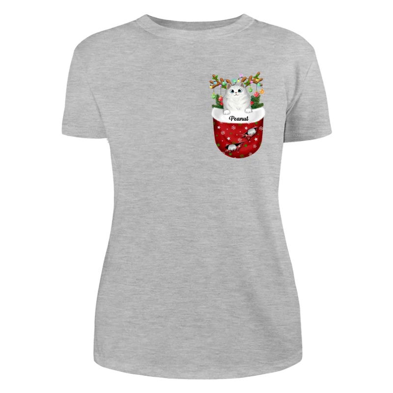 Fluffy Cats Pocket Christmas Personalized Shirt - Image 9