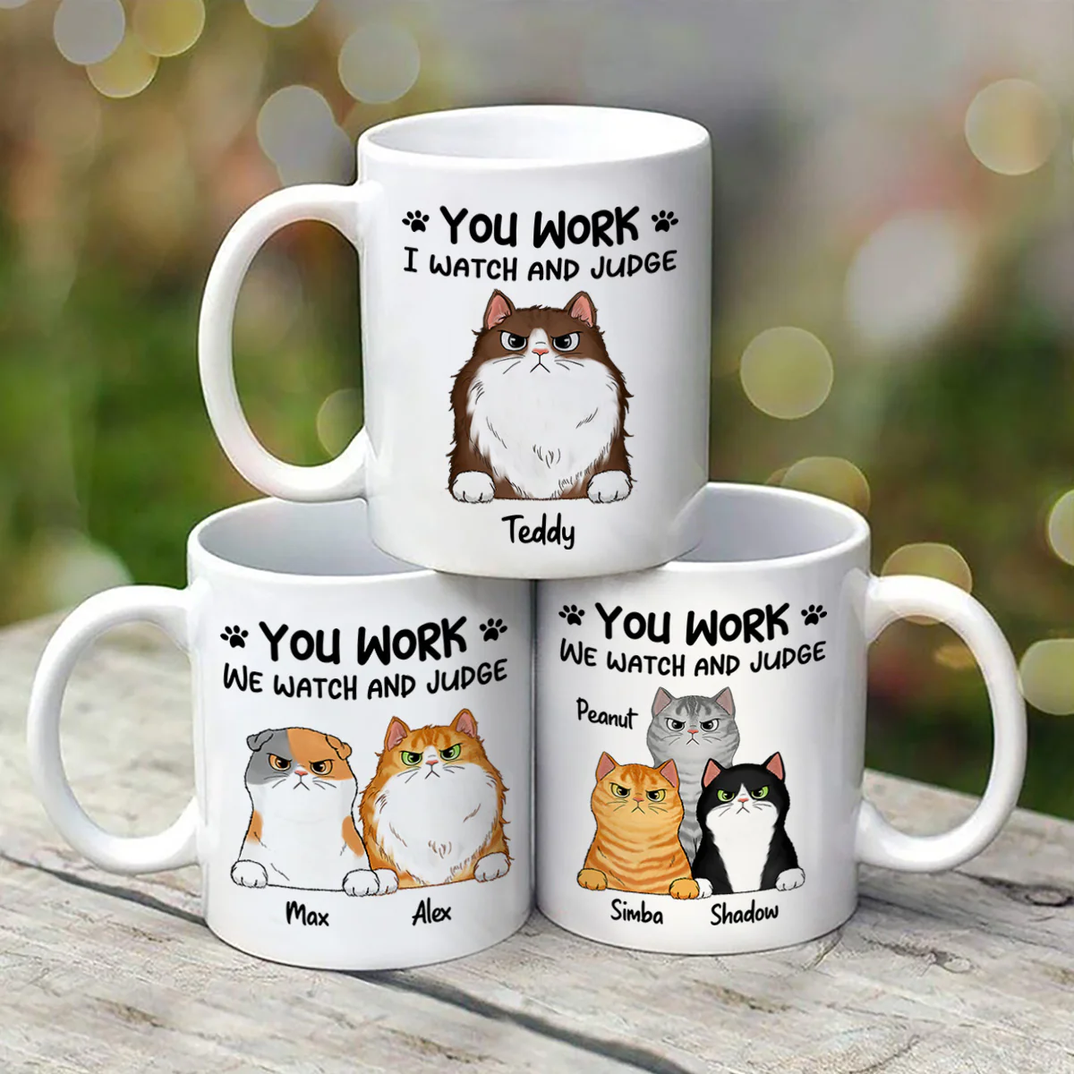 Fluffy Cats Will Watch And Judge Funny Gift For Cat Lovers Personalized Mug - Image 2