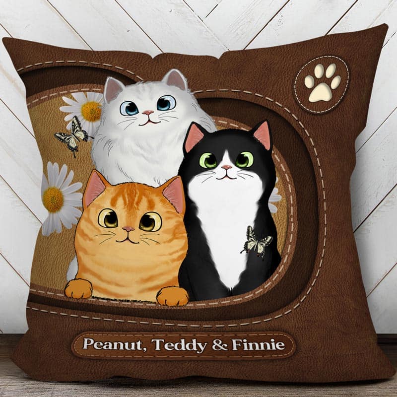 Fluffy Cats Lea Pattern Personalized Pillow - Image 2