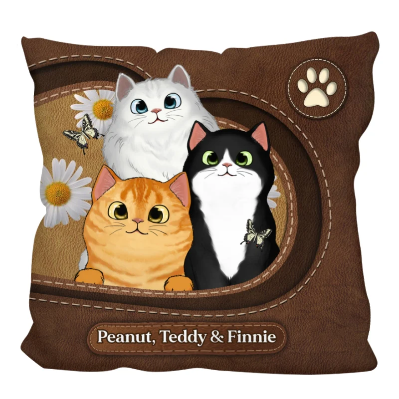 Fluffy Cats Lea Pattern Personalized Pillow - Image 5