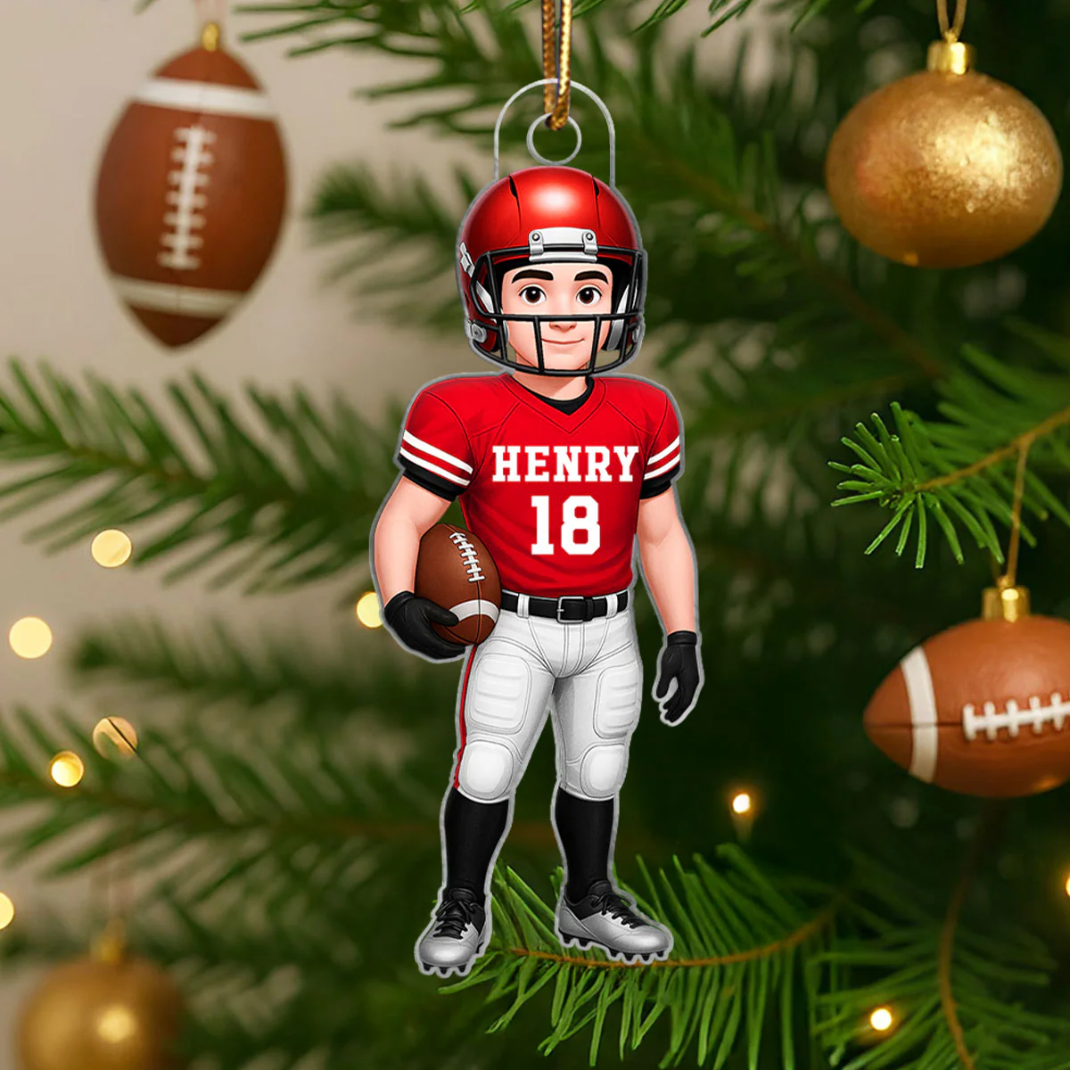 Football Boy 3D Effect - Personalized Acrylic Ornament - Christmas Gift For Teen Boy, Son, Grandson - Image 6