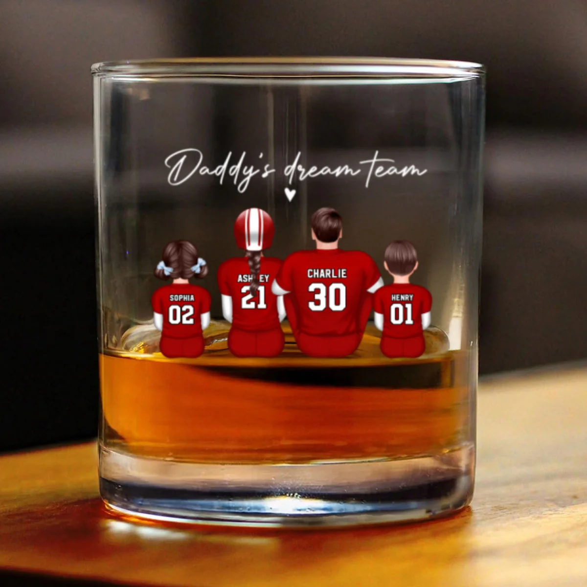 Football Daddy's Dream Team Personalized Wine Glass, Father's Day Gift for Football Dads - Image 11