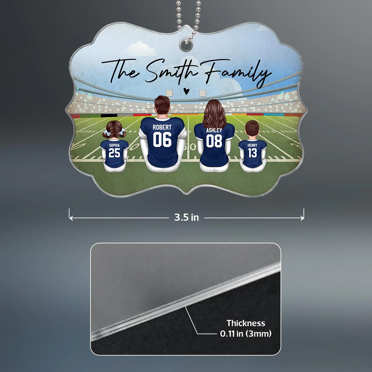 Football Family Christmas Personalized Acrylic Ornament - Image 5