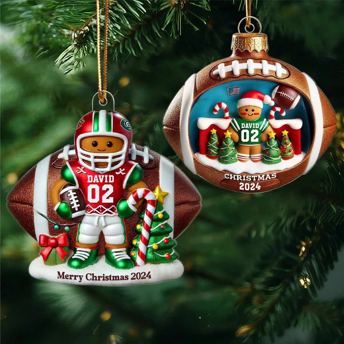 Football Gingerbread Figure Christmas Gift For Football Player Personalized Acrylic Ornament