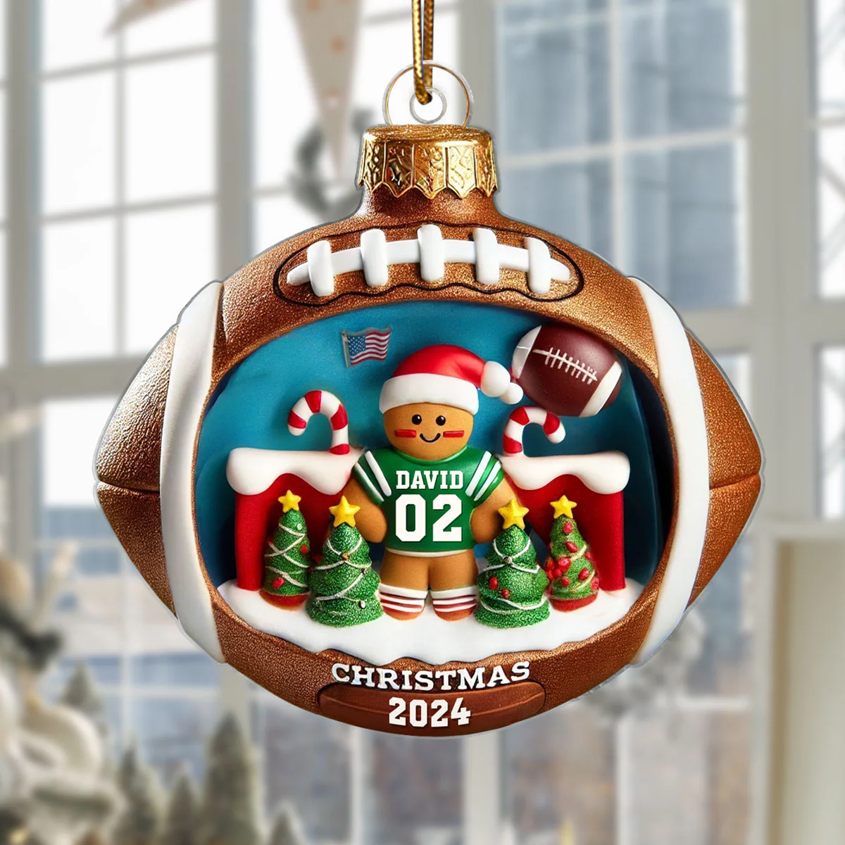 Football Gingerbread Figure Christmas Gift For Football Player Personalized Acrylic Ornament - Image 4