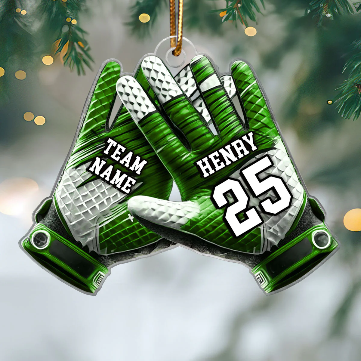 Football Gloves Football For Life Personalized Acrylic Ornament, 3D Effect Flat Ornament - Image 2