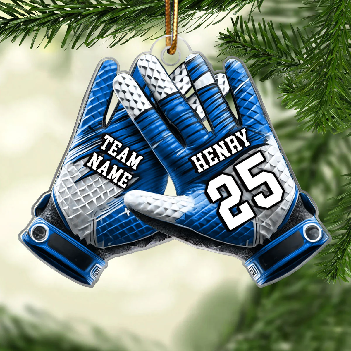 Football Gloves Football For Life Personalized Acrylic Ornament, 3D Effect Flat Ornament - Image 3