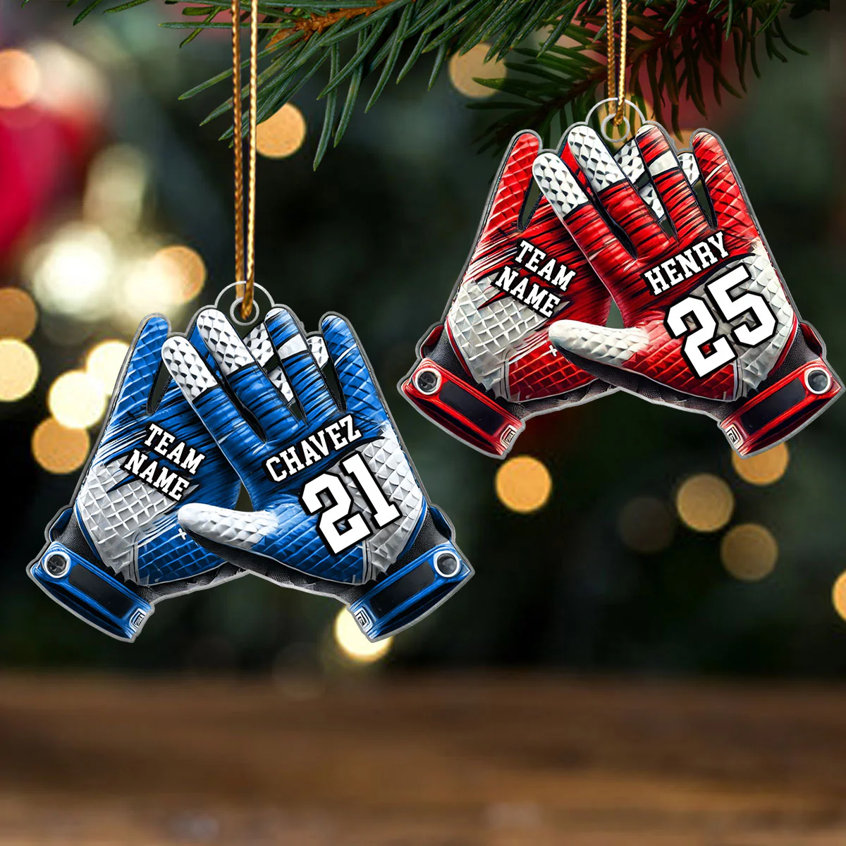 Football Gloves Football For Life Personalized Acrylic Ornament, 3D Effect Flat Ornament - Image 4