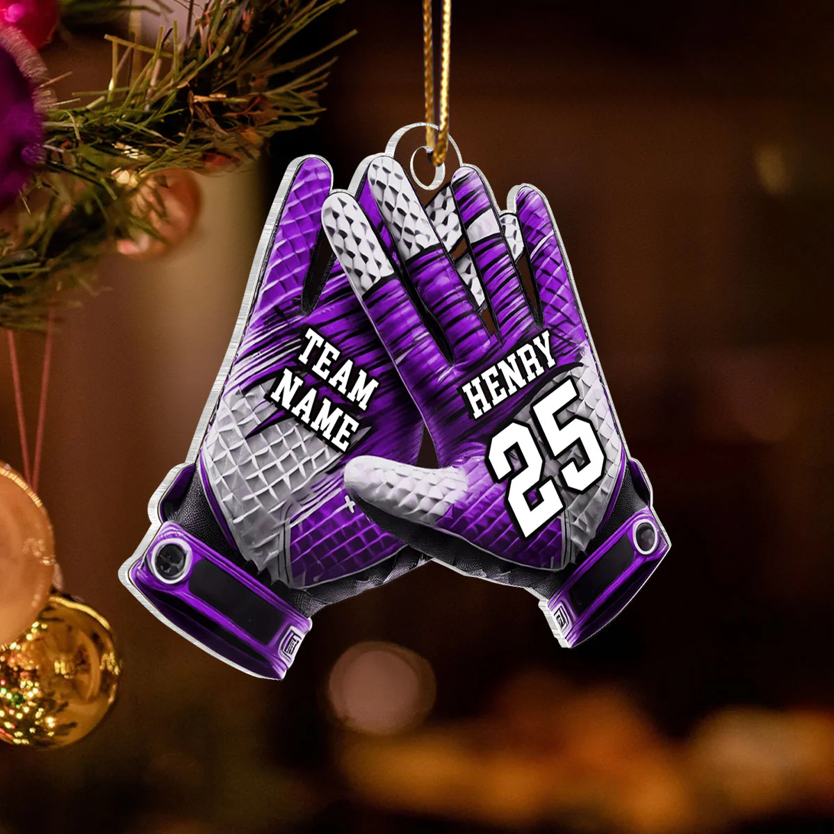 Football Gloves Football For Life Personalized Acrylic Ornament, 3D Effect Flat Ornament - Image 5
