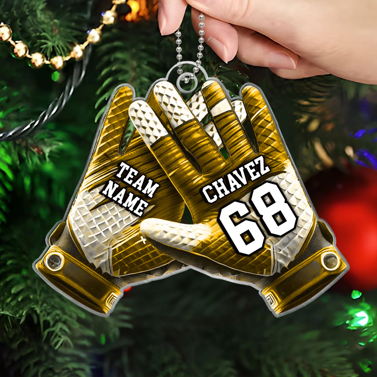 Football Gloves Football For Life Personalized Acrylic Ornament, 3D Effect Flat Ornament - Image 6