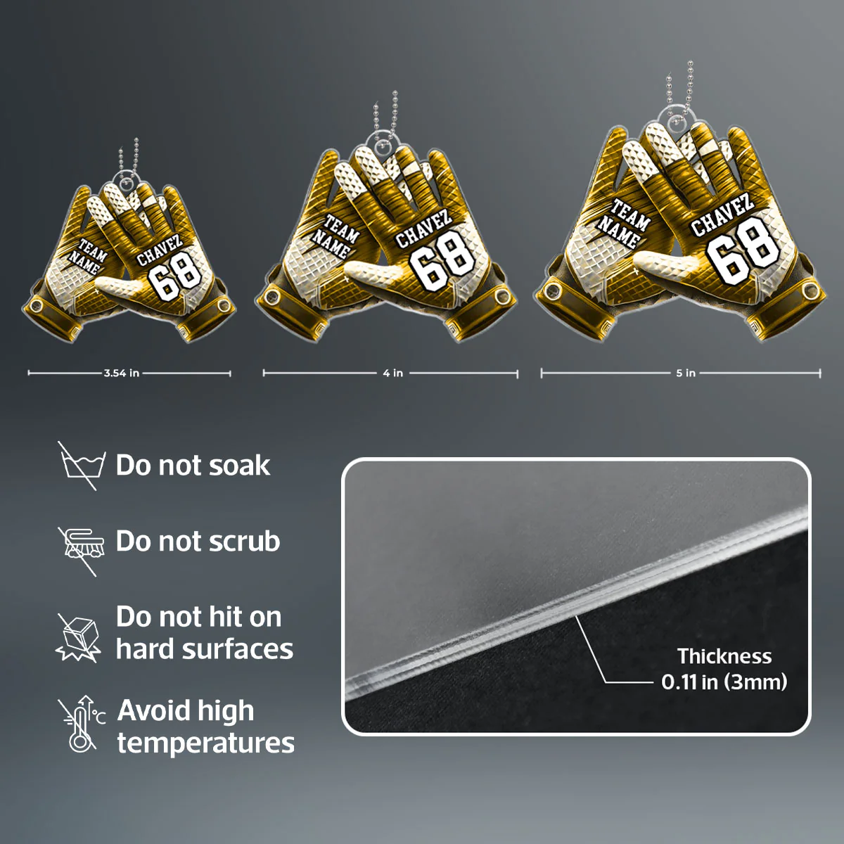 Football Gloves Football For Life Personalized Acrylic Ornament, 3D Effect Flat Ornament - Image 7