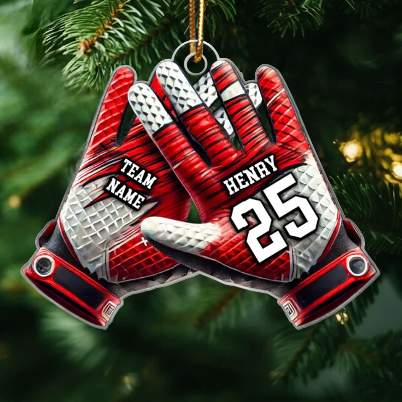 Football Gloves Football For Life Personalized Acrylic Ornament, 3D Effect Flat Ornament - Image 8