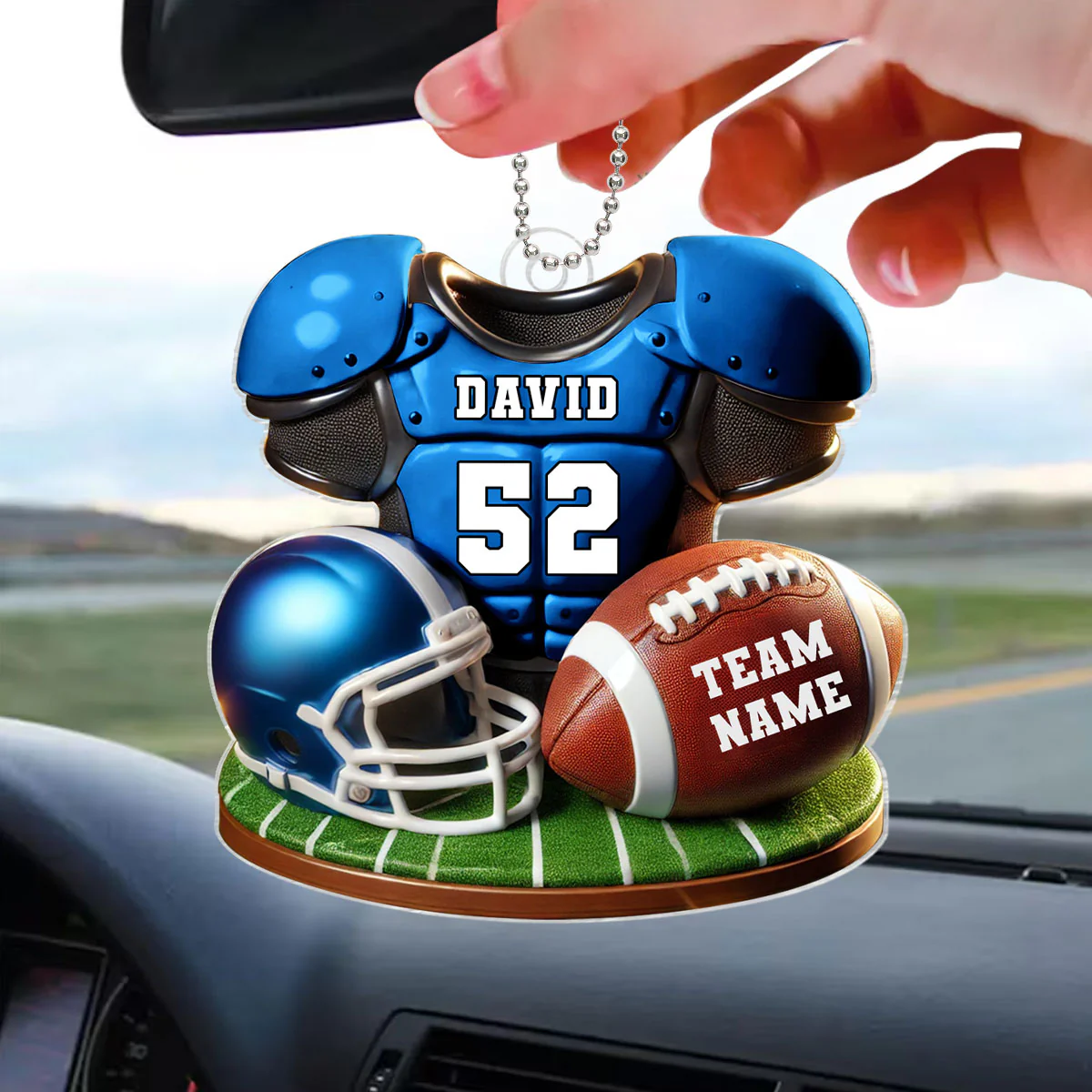 Football Jersey Uniform 3D Effect Personalized Acrylic Car Hanger Ornament, Perfect Gift For Football Fans, Super Bowl 2025 - Image 2