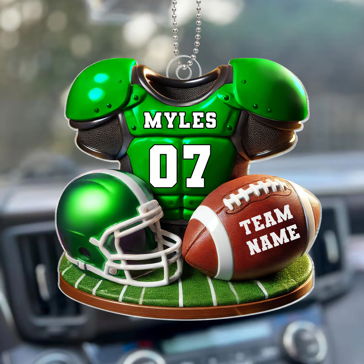 Football Jersey Uniform 3D Effect Personalized Acrylic Car Hanger Ornament, Perfect Gift For Football Fans, Super Bowl 2025 - Image 3