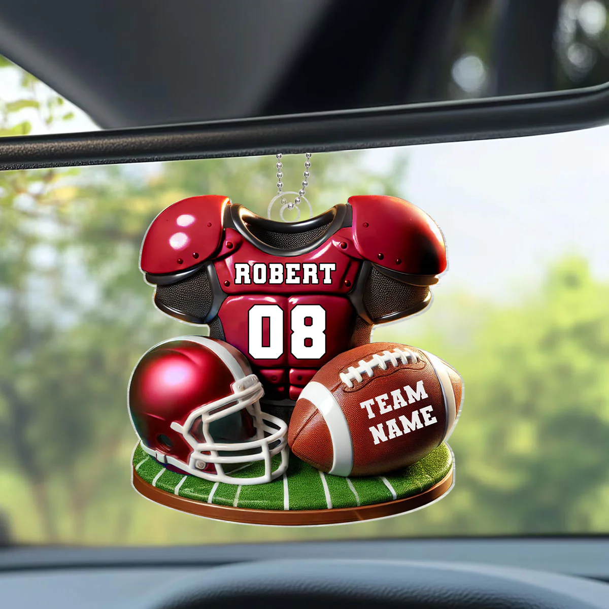 Football Jersey Uniform 3D Effect Personalized Acrylic Car Hanger Ornament, Perfect Gift For Football Fans, Super Bowl 2025 - Image 4