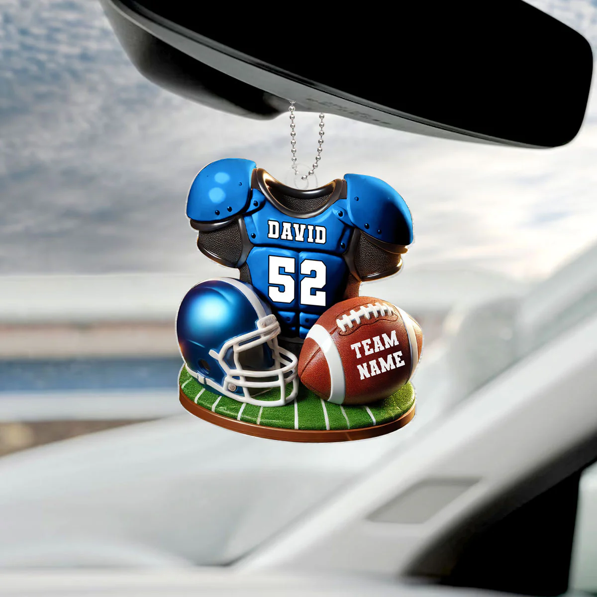 Football Jersey Uniform 3D Effect Personalized Acrylic Car Hanger Ornament, Perfect Gift For Football Fans, Super Bowl 2025 - Image 5