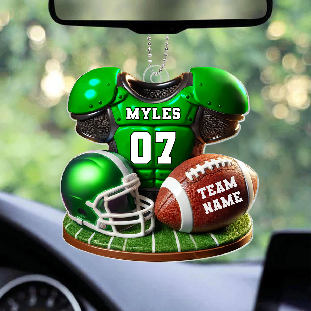 Football Jersey Uniform 3D Effect Personalized Acrylic Car Hanger Ornament, Perfect Gift For Football Fans, Super Bowl 2025 - Image 6