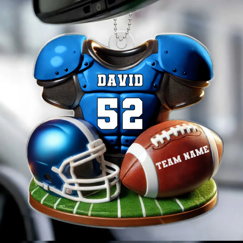 Football Jersey Uniform 3D Effect Personalized Acrylic Car Hanger Ornament, Perfect Gift For Football Fans, Super Bowl 2025 - Image 8