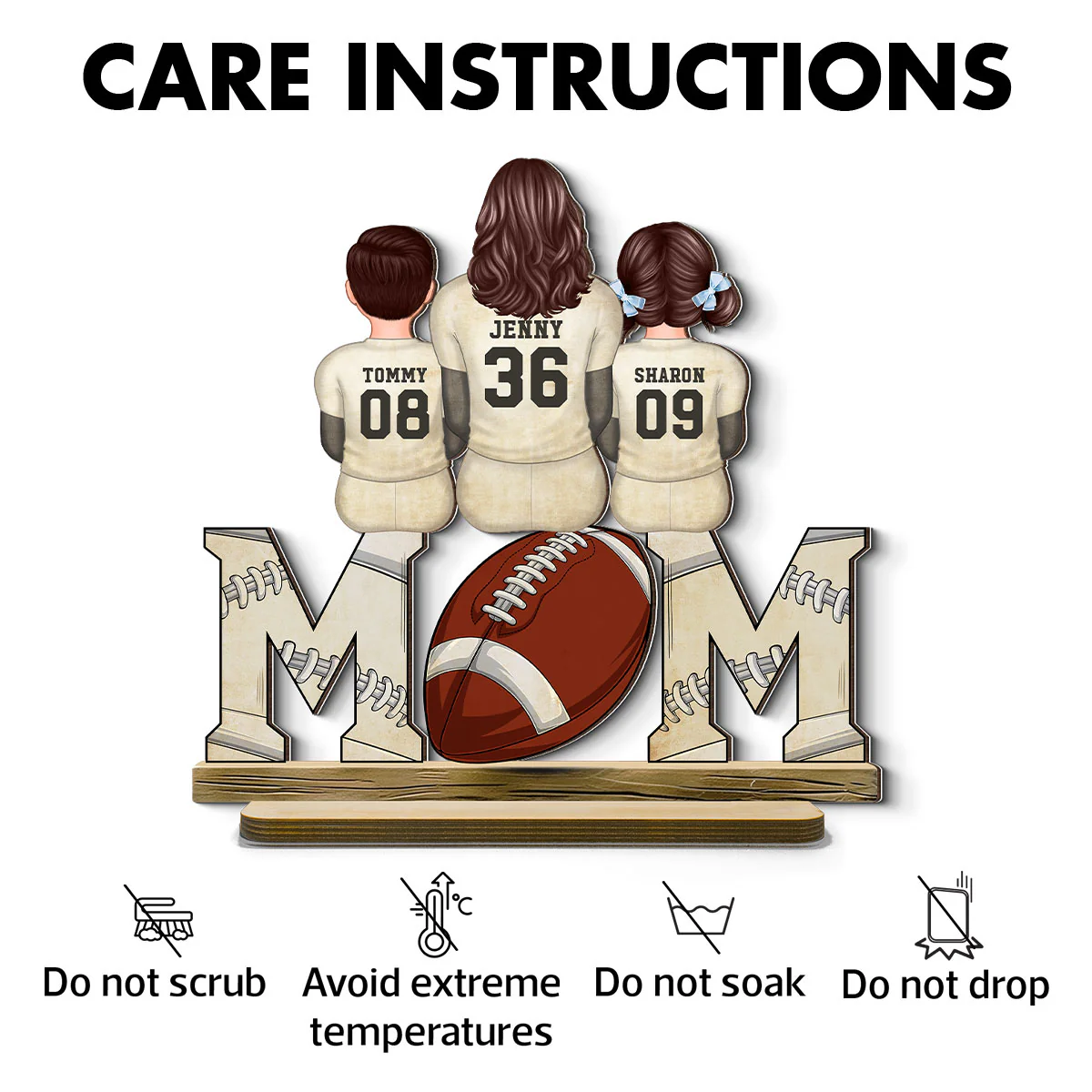 Football Mom And Kids Personalized Standing Wooden Plaque, Gift for Mom, Gift for Wife - Image 8