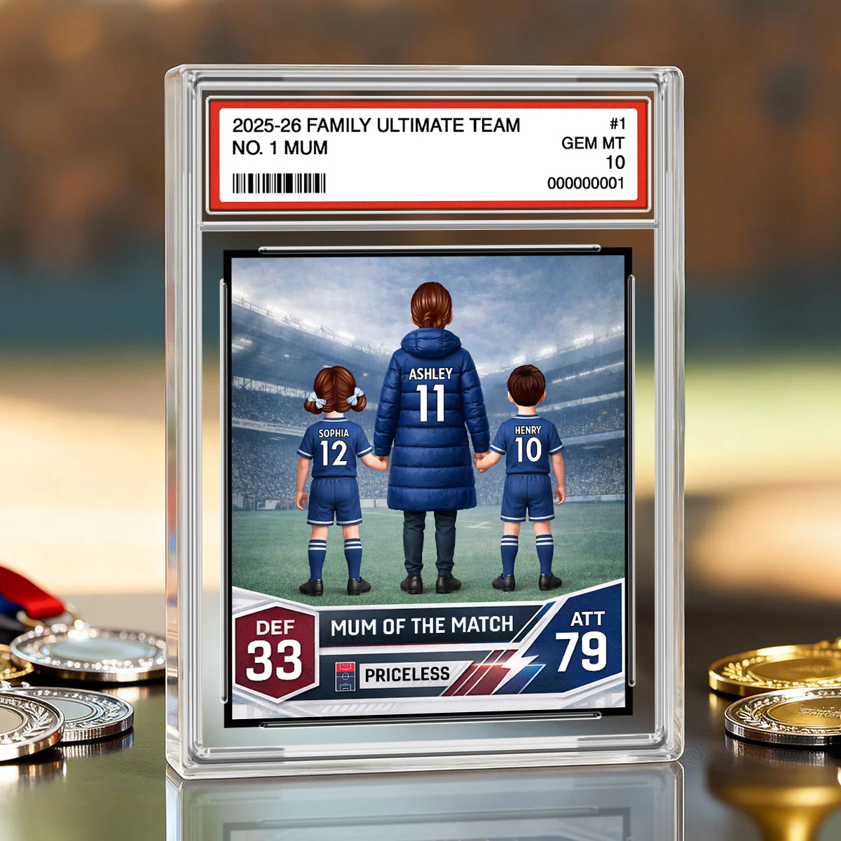 Football Mum Trading Card Style - Personalised Acrylic Block Plaque - Gift For Football Mum - Image 3