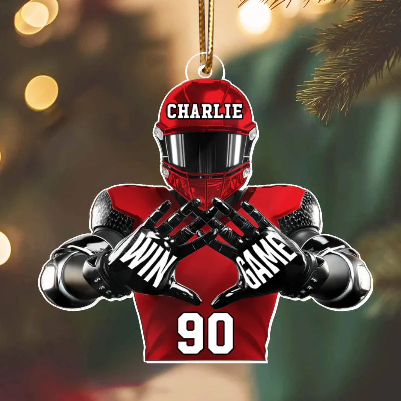 Football Player Football For Life Personalized Acrylic Ornament, 3D Effect Flat Ornament - Image 10